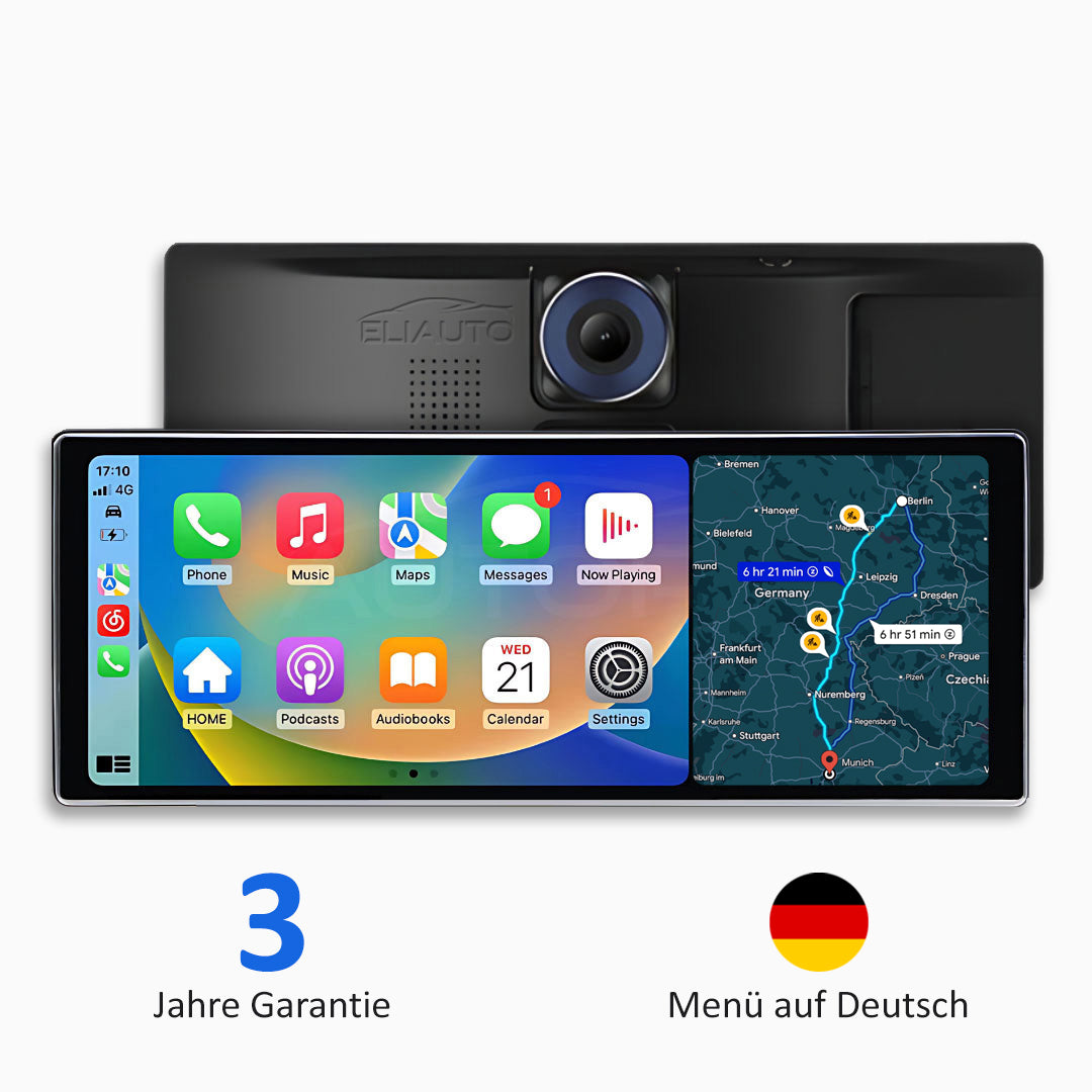 Universelles Auto-Multimedia-System mit Apple CarPlay, Android Auto und Videoaufzeichnung (Modell 2026)